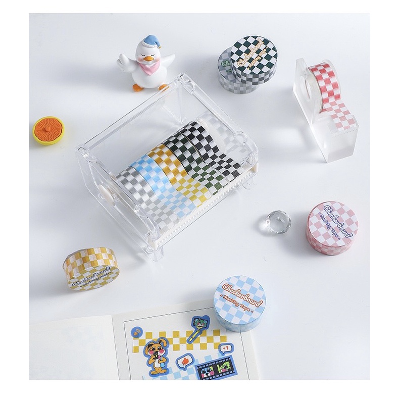 Băng Keo / Washi Caro (cuộn tròn) với Chiều ngang 15 mm và Chiều dài 3 mm