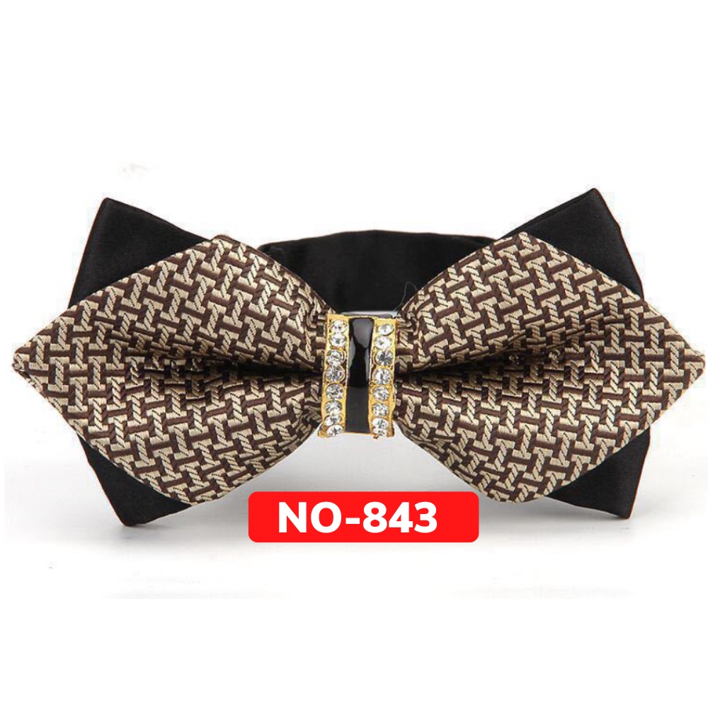Nơ cài cổ áo Nam màu nâu đính đá thời trang dành cho chú rể, dự tiệc, chụp ảnh NO-843