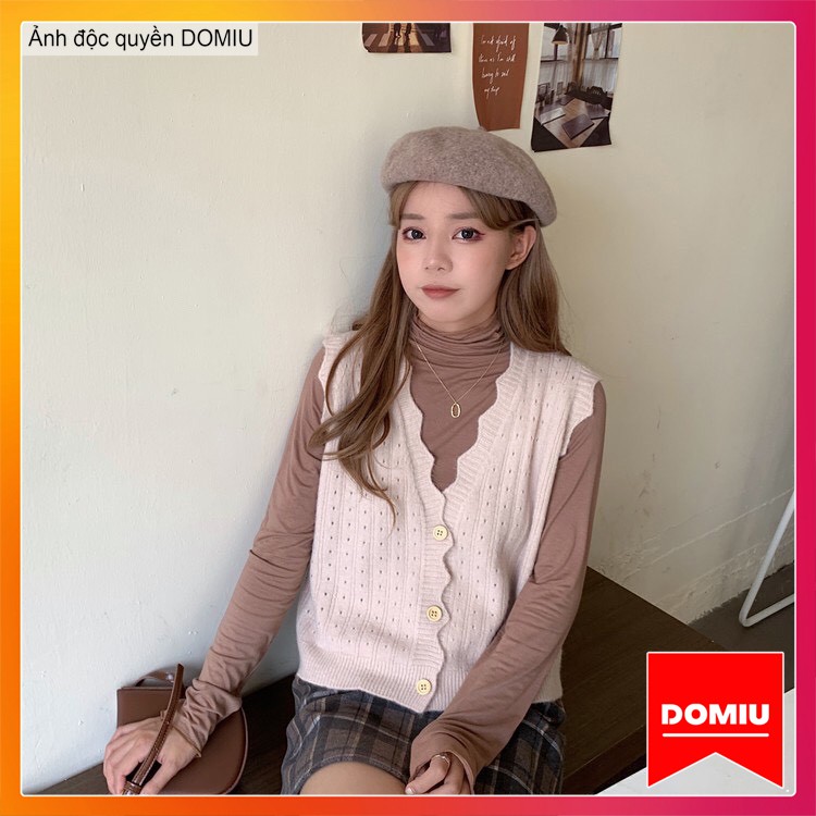 Áo gile len viền lượn sóng cài cúc Ulzzang style | BigBuy360 - bigbuy360.vn