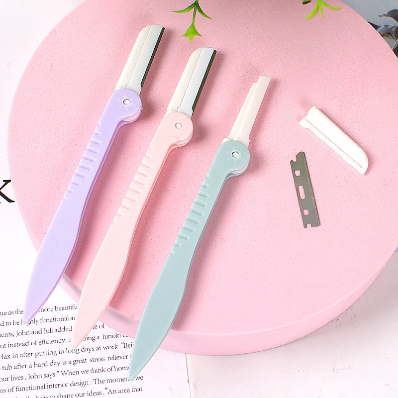 [Hàng mới về] Set 3 dao tỉa lông mày/cạo lông mặt di động cho nữ