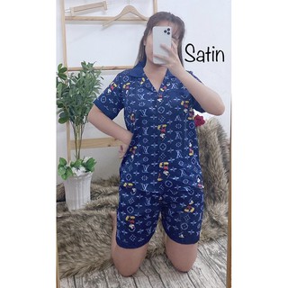 ( FreeSize Satin ) Đồ Bộ Pijama Satin Phối Đùi.