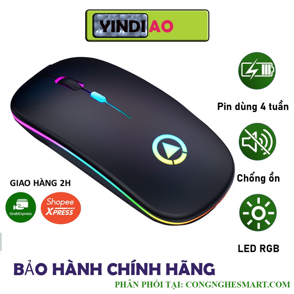 [BẢO HÀNH 1 NĂM] Chuột Không Dây Có Led Siêu Mỏng 2.4G không gây tiếng ồn chính hãng YINDIAO.