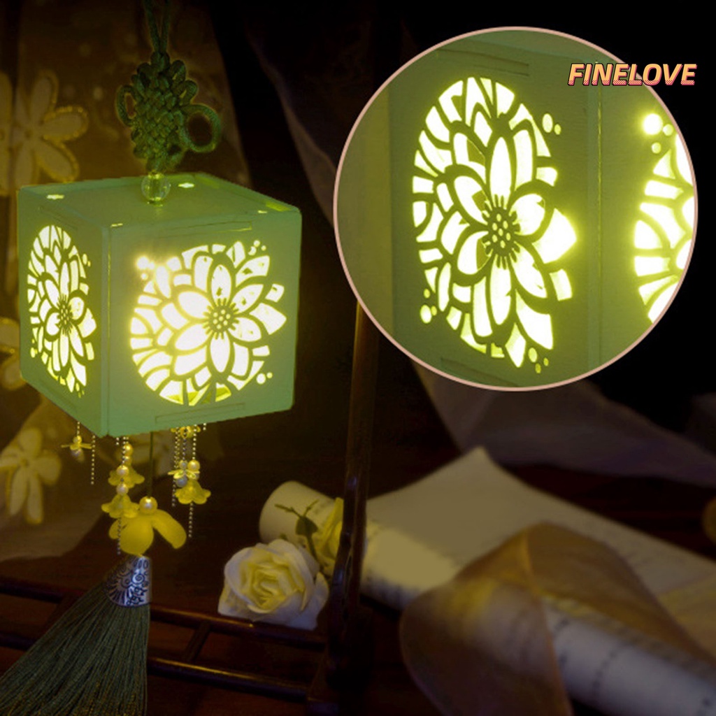 Finelove Bộ Hộp Đèn Trung Hoa Cổ Điển Bằng Gỗ Bắt Mắt Thủ Công Trang Trí Giáng Sinh