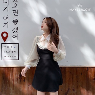 Đầm dáng xoè màu đen suông - Morela dress Mayberoom