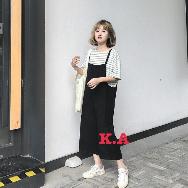 Sét yếm kẻ quần ống rộng kiểu mới( kèm ảnh thật) | BigBuy360 - bigbuy360.vn