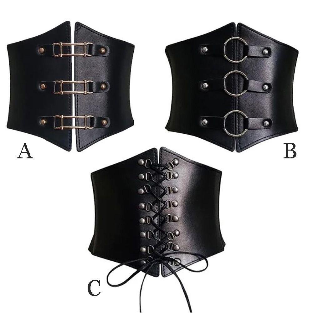 PATH Fashion Girdle Clothing Supplies Waistband Wide Waist Belt Punk Women Accessories Female Corset PU Leather Dress Strap Elastic Buckle