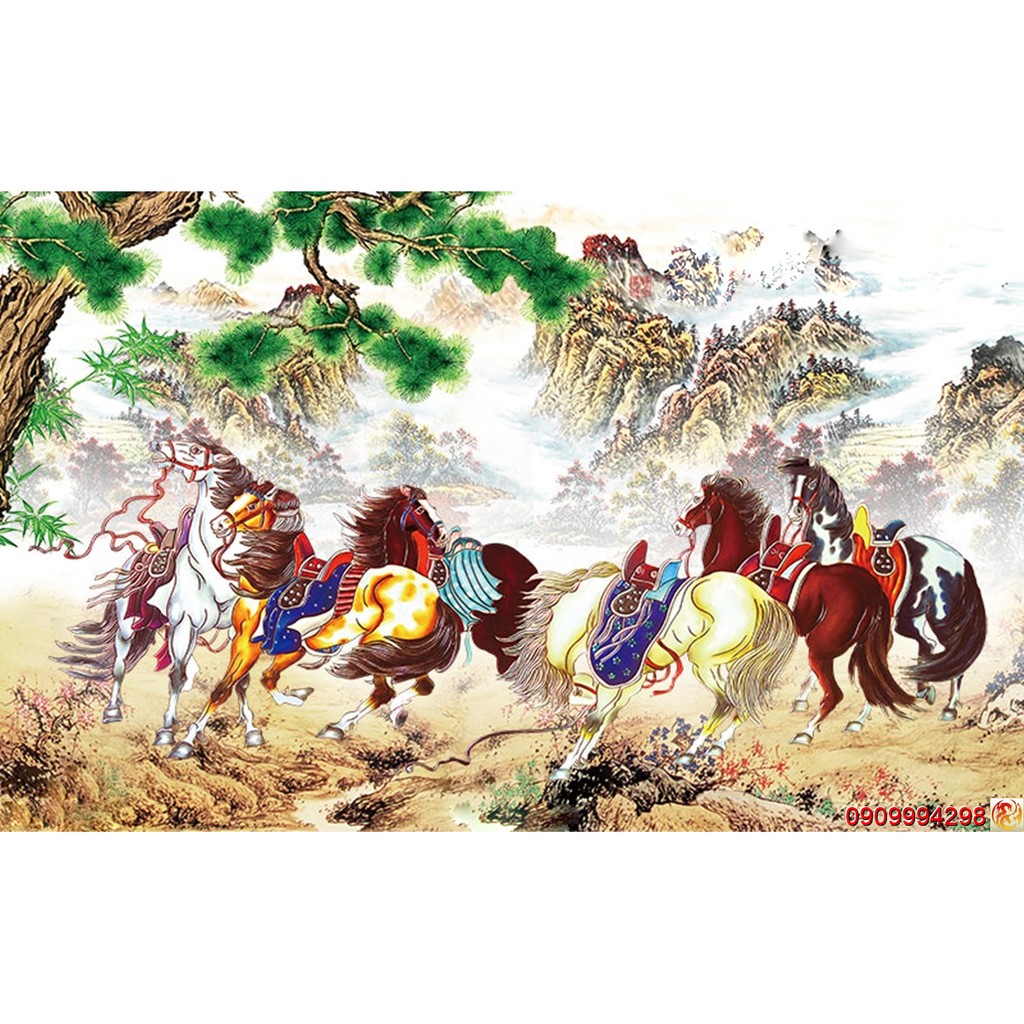 Tranh dán tường 3D mã đáo thành công