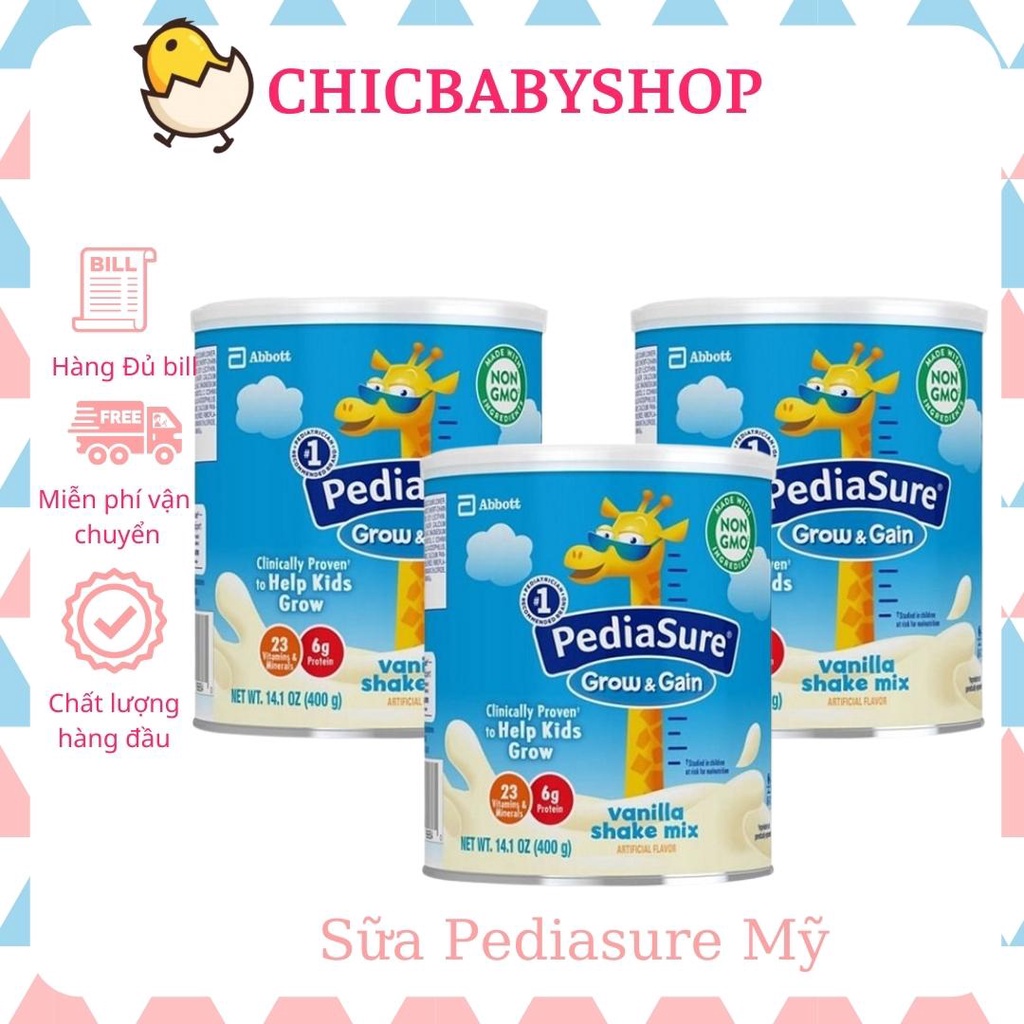 Date 5/2024 Sữa Bột PediaSure Grow & Gain Abbott Mỹ NON GMO - Hộp 400gr - Vị Vani
