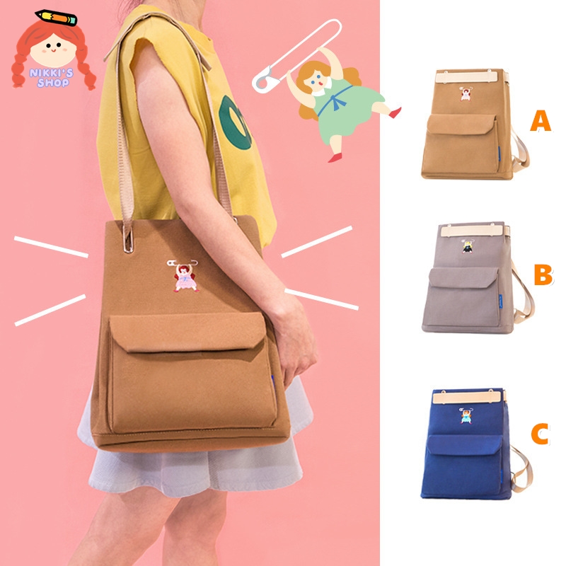 Ba lô/ Túi đeo vai đi học hai cách sử dụng vải canvas tươi tắn phiên bản Milkjoy chất lượng cao dành cho học sinh
