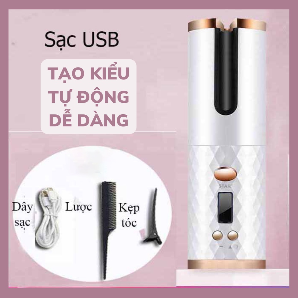 Máy uốn tóc - Máy uốn xoăn - Máy tạo kiểu tóc tự động Uốn tóc gợn sóng Tạo kiểu đa dạng Giữ kiểu lâu Không gây bỏng