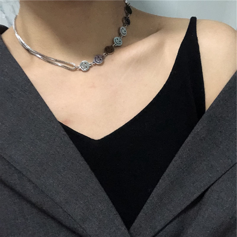 Vòng Tay/Dây Chuyền 22336 Mặt Hình Mặt Cười Phong Cách Harajuku Hàn Quốc