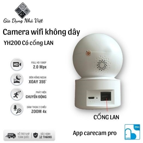 Camera wifi 360 độ 2.0 Mpx full HD1080, đàm thoại 2 chiều, xoay 360 độ, hồng ngoại ban đêm, cảnh báo