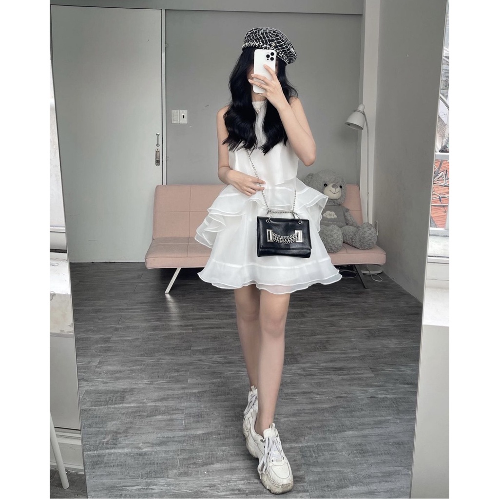 ĐẦM VÁY ĐUÔI CÁ VOAN BÈO TẦNG TƠ ORGANZA ÁNH KIM ⚡HỎA TỐC⚡BỒNG BỀNH, TIỂU THƯ - MEOINDAHOUSE