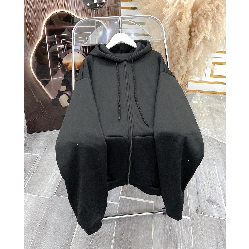 Khoác Nỉ Tay To Trơn Dáng Rộng Nam Nữ Unisex Mũ 2 Lớp Tay Bồng Chất Nỉ Dày Đẹp
