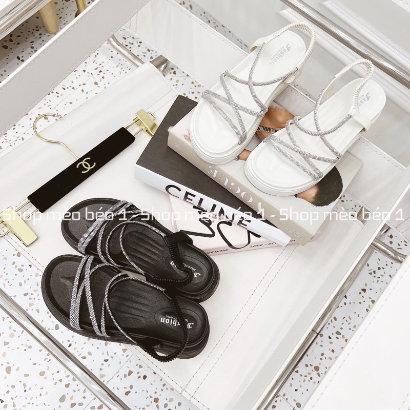 Sandal quai đá mảnh đan chéo fullbox hàng quảng châu cao cấp