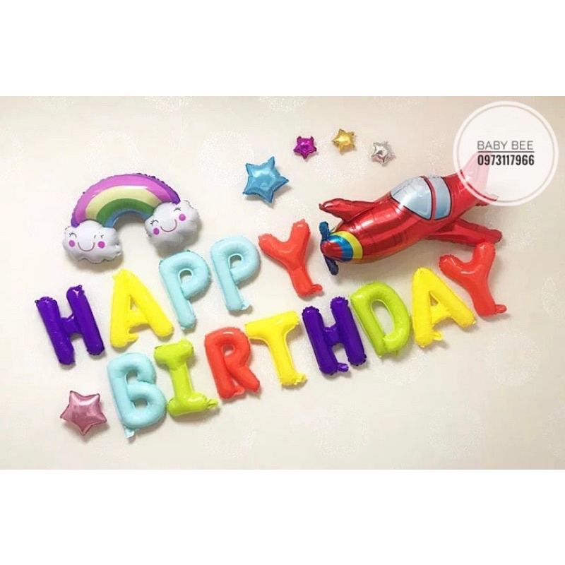 Bộ 13 bóng chữ HAPPY BIRTHDAY trang trí sinh nhật mix màu