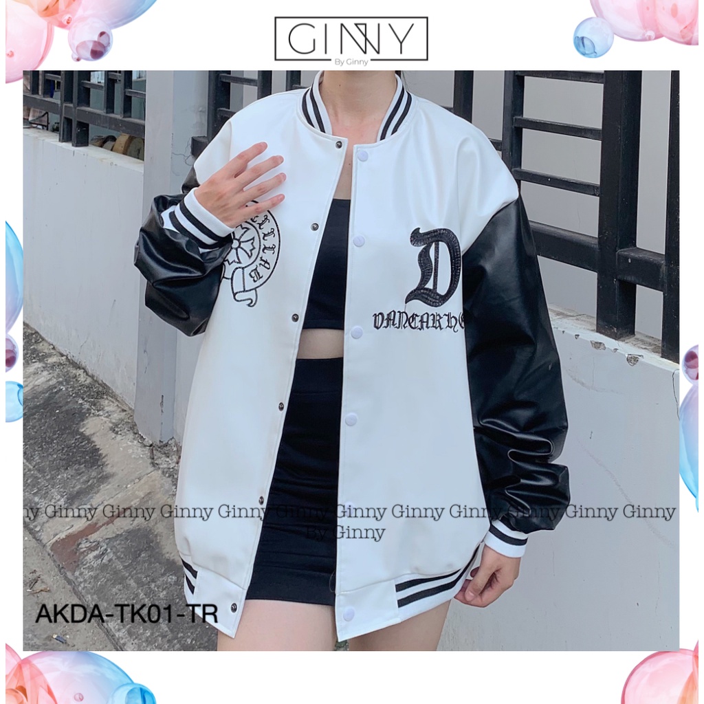 Áo khoác Da Varsity D AKDA-TK01 unisex dày dặn | Siêu đẹp mới ra lò | Siêu cool ngầu