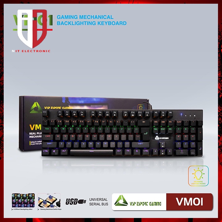Bàn phím cơ VSP VM01 Led Rgb gaming có dây bàn phím máy vi tính laptop pc đèn led Keyboard chuyên game
