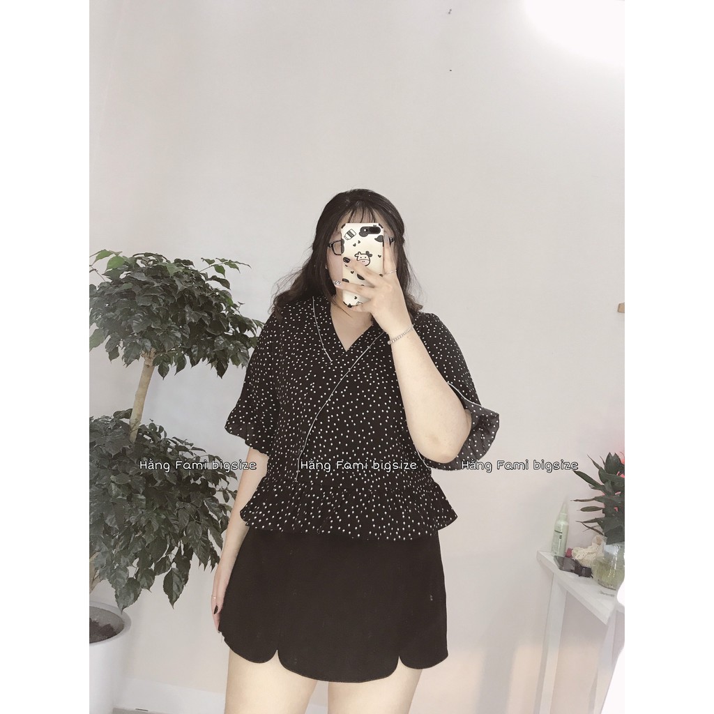 Áo chấm bi viền bèo bigsize (A363)