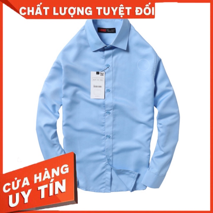 Áo sơ mi trơn tay dài nam LADOS - 3779 chất lụa mịn cao cấp có bigsize - Hàng nhập khẩu