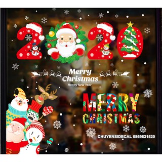 Combo decal dán tường noel - tuần lộc chào phối 2020