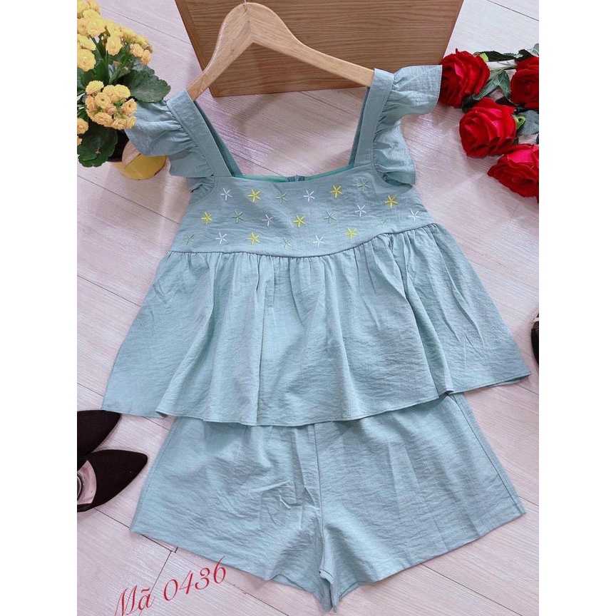 Bộ đùi mặc nhà nữ, áo tay cánh tiên, form babydoll, quần đùi có túi sâu , lưng thun dày dặn, form chuẩn