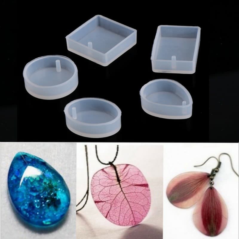 Khuôn silicon 5 hình dạng thích hợp làm trang sức móc khóa resin handmade siêu đẹp