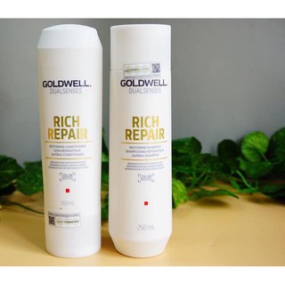 CẶP DẦU GỘI XÃ GOLDWELL RICH REPAIR PHUC HỒI TÓC HƯ TỔN KHÔ XƠ 250ML