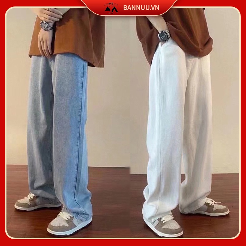 Quần Jean nam Màu Trơn Dáng Rộng quần ống suông Đơn Giản quần baggy jean Thời Trang quần bò nữ Hàn Quốc quần jean nữ
