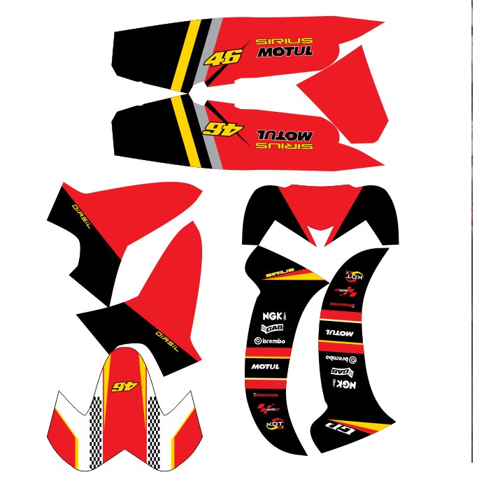 Tem trùm Sirius đỏ đen motul rc, độ team decal xe máy si spark rẻ đẹp