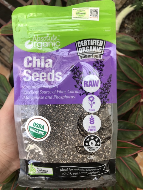 ✅ [CAM KẾT CHÍNH HÃNG] Hạt Chia ÚC 400g Absolute Organic Chia Seeds 400gram TÍM  DATE 11/2020 - Chia 400g- chia 400g