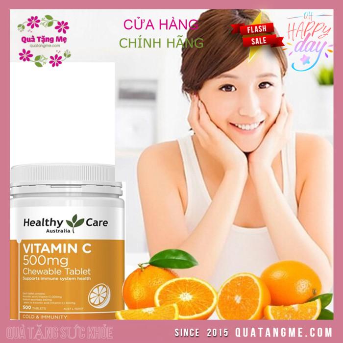 Viên nhai bổ sung Vitamin C 500mg Healthy Care Tăng Đề Kháng, Trắng Da Chống Lão Hóa quatangme