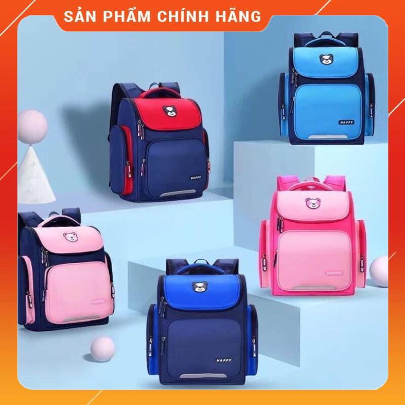 [Giảm 50%]  Balo chống gù siêu nhẹ chất liệu vải Polyester chống thấm nước phù hợp học sinh tiêu học - Happy