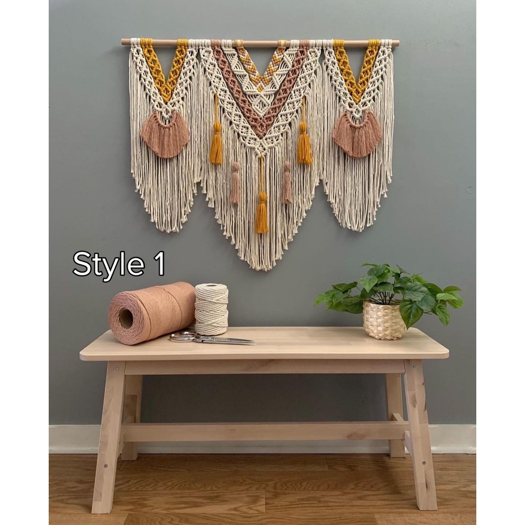 Mành Macrame Treo Tường Mix Nhiều Màu Phong Cách Bắc Âu Vintage Trang Trí Nhà Cửa,Homestay,Quán Cafe Phong Cách Boho