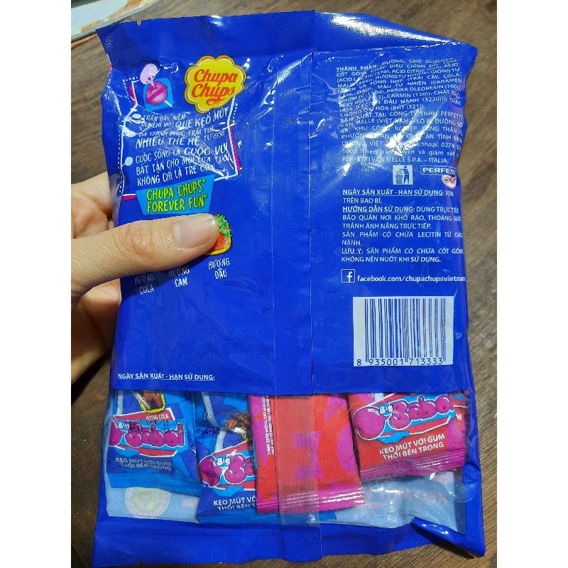 Kẹo Mút Chupa Chups Big Babol Kẹo Mút với gum thổi bên trong gói 9 que