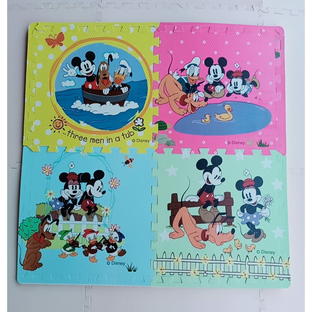 Thảm xốp bộ sưu tập hình chuột Mickey đẹp KT 47x47x1cm 1bộ có 4tấm kèm viền khóa giá 60000đ