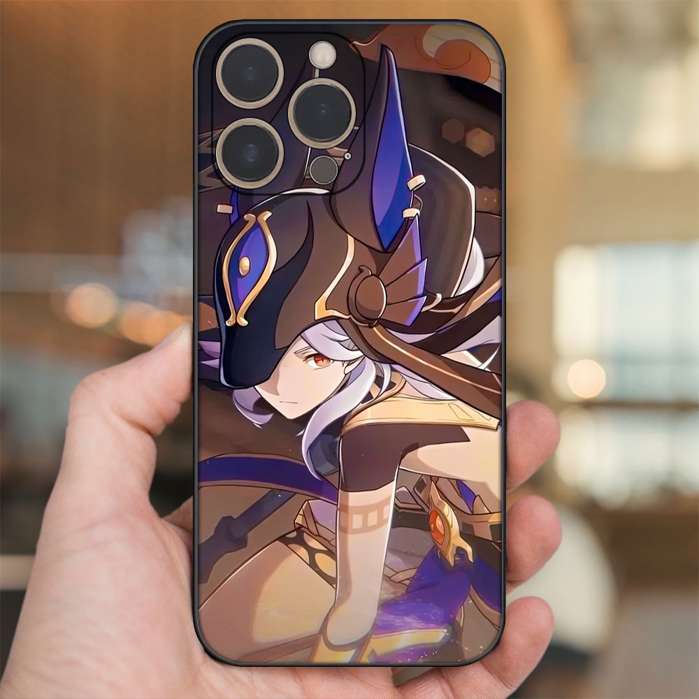 Ốp lưng iPhone 14 Pro dẻo đen cạnh vuông in hình Cyno Genshin Impact