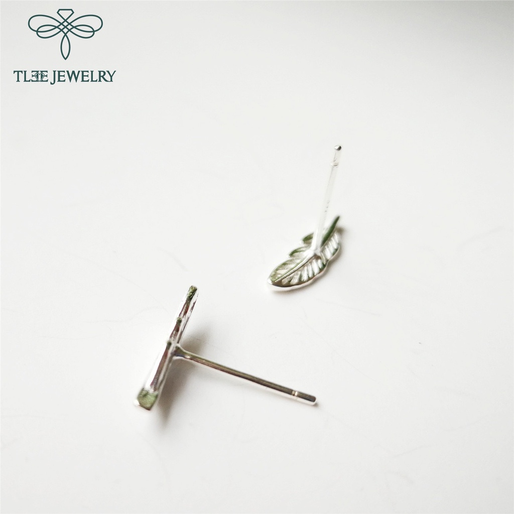 Khuyên tai bạc nữ TLEE lông vũ basic cá tính TleeJewelry B0194