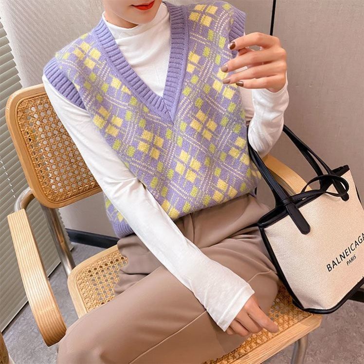 Áo Sweater dệt kim không tay dáng rộng thời trang | BigBuy360 - bigbuy360.vn