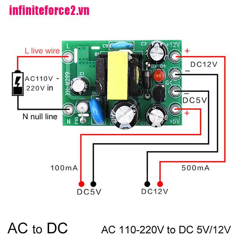 Mini AC-DC Converter AC110V 220V to DC 12V 0.2A+5V Module Board