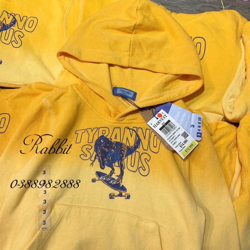 Áo nỉ hoodie vàng khủng long