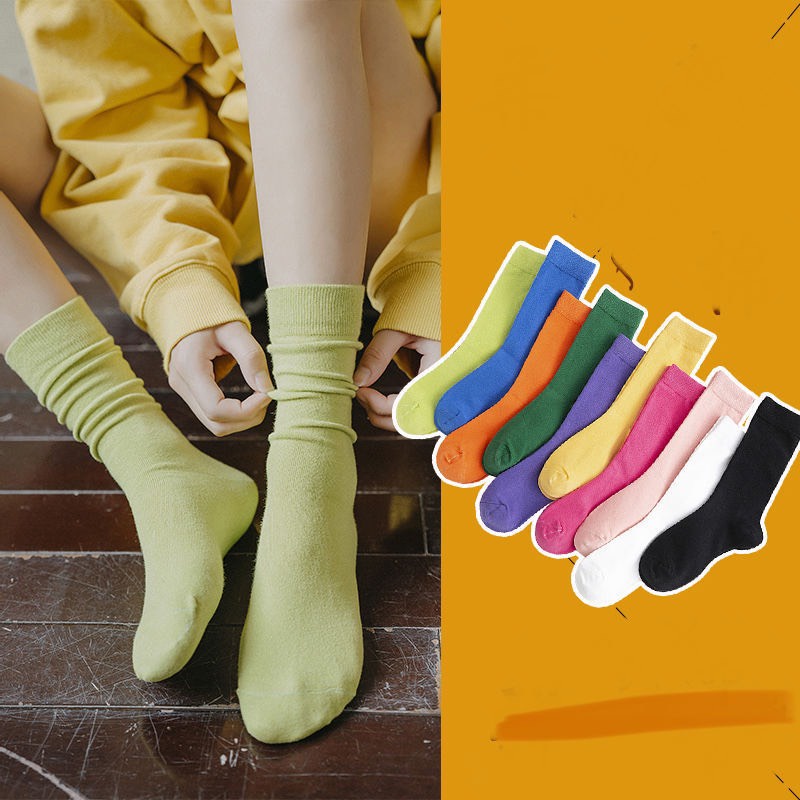 Tất len gân tăm cao cổ Vintage nữ chất đẹp hàng túi Zip xịn
