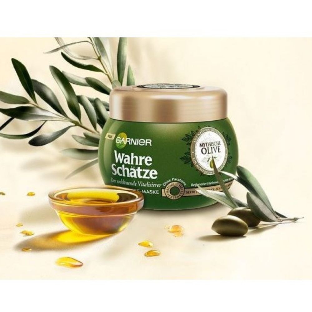 Kem ủ tóc Garnier Wahre Schatze Mythische Olive cho tóc khô &amp; xơ 300 ml - Shop Mecici