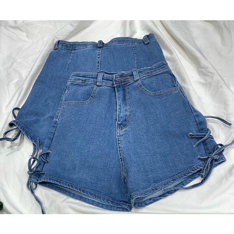 Quần jeans trơn phối đan dây siêu đẹp