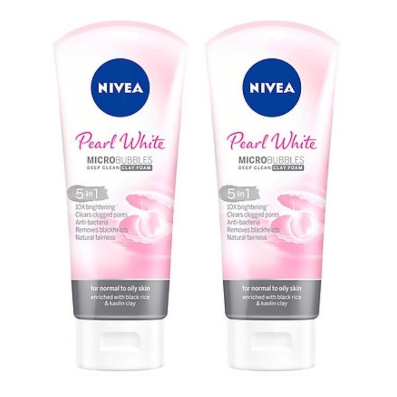 Sữa rửa mặt NIVEA Pearl White Đất Sét giúp trắng da ngọc trai (100g)