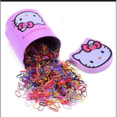 Hộp dây chun buộc tóc hello kitty 2000 dây cho bé gái (chất lượng cao-giá tốt)