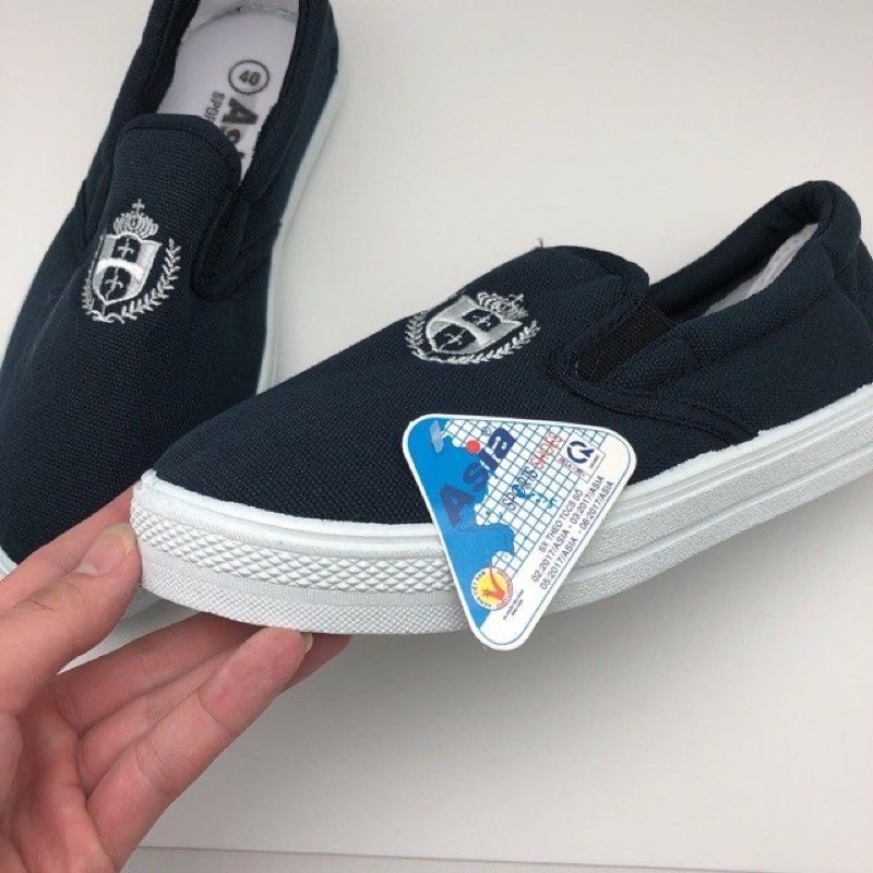 Giày vải Asia màu xanh đậm không dây