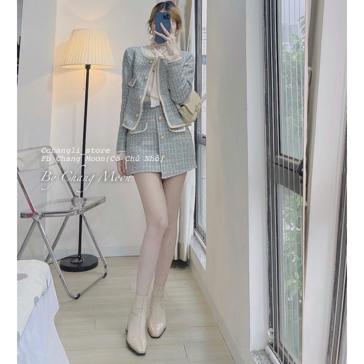  Set dạ cúc chéo tweed màu xanh nhạt hàng Quảng Châu( ảnh shop chụp) | BigBuy360 - bigbuy360.vn
