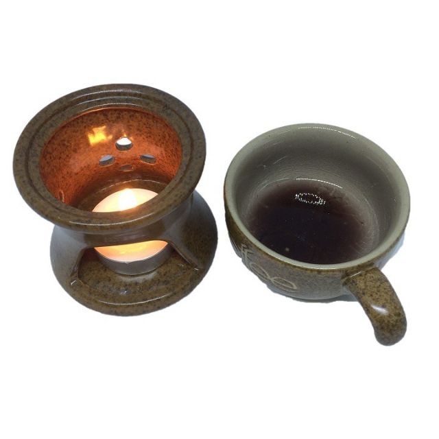 Đèn đốt tinh dầu bếp cafe + kèm 10 viên nến tealight+ 1 Tinh dầu