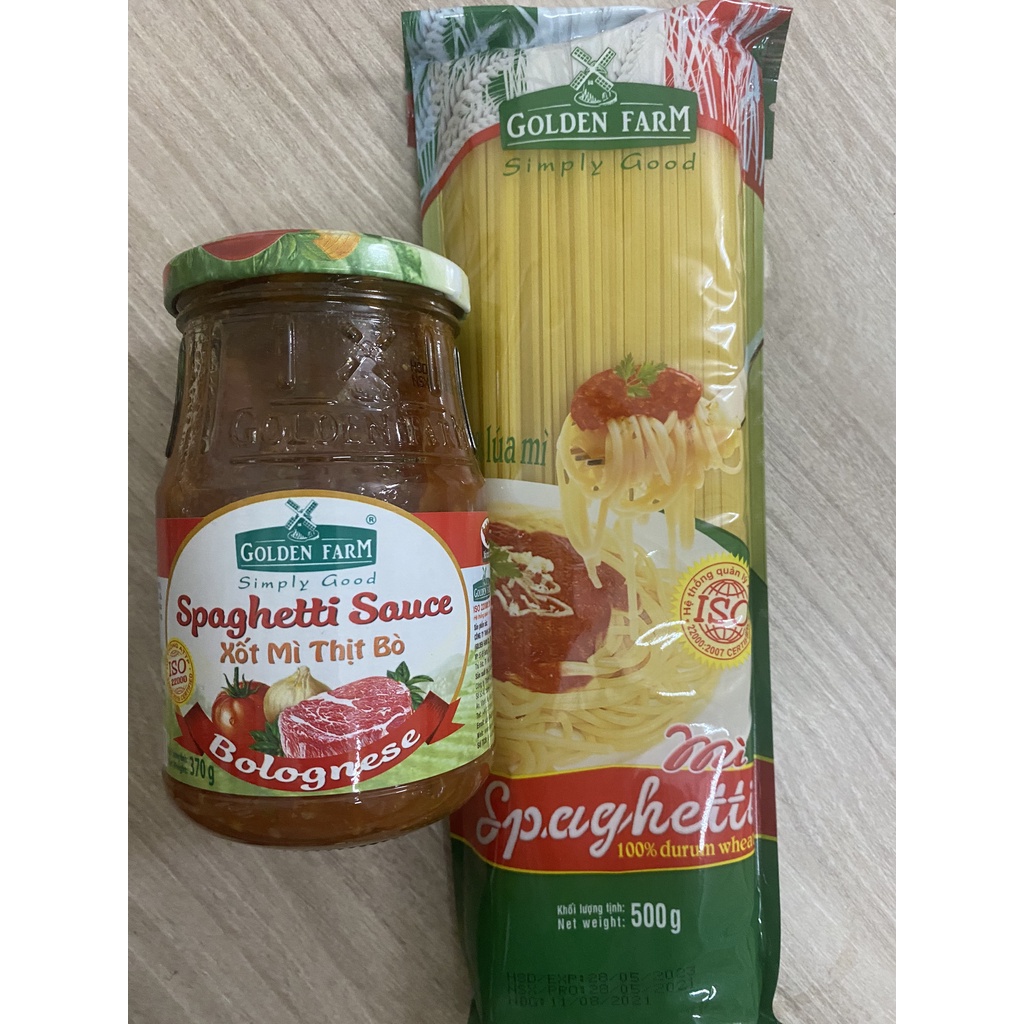 Sốt mì ý – mì spaghetti Golden Farm – xốt mì truyền thống và sốt mì thịt bò – chai 370gram